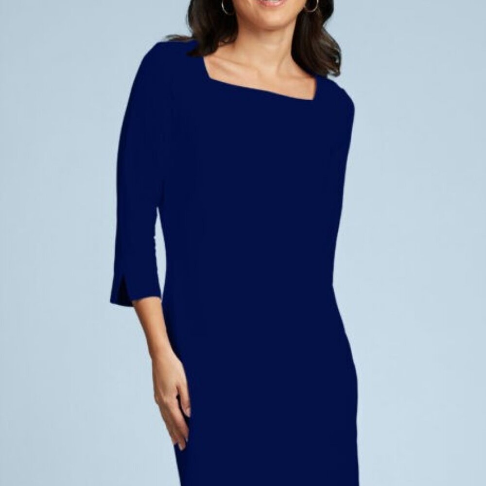 Designer Judy P Deep Navy 3/4 inch sleeves dress NWT